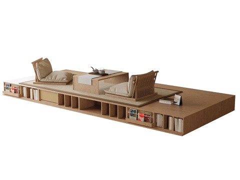 日式飘窗柜 飘窗su模型