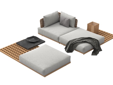  侘寂户外沙发 庭院户外沙发 沙发茶几组合3d模型 