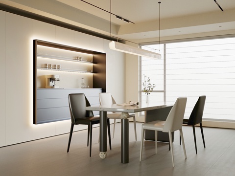  现代餐厅3d模型 