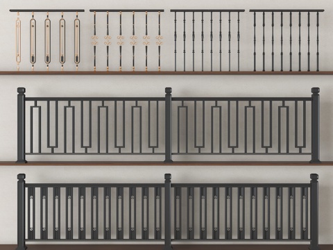  欧式围栏护栏 铁艺栏杆 护栏 扶手3d模型 
