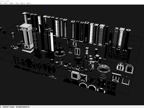 欧式 罗马柱 元素集合su模型