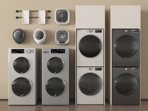 现代洗衣机 洗烘一体机 壁挂式洗衣机su模型