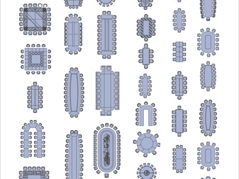 多种现代会议桌CAD图块cad施工图