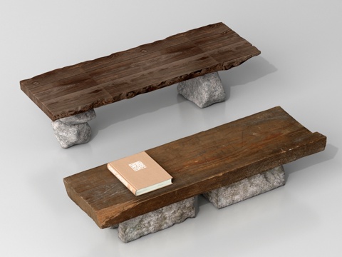 新中式长凳 板凳 凳子 实木凳子 矮凳su模型