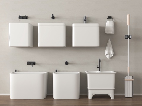 现代拖布池 拖把池 墩布池 拖把su模型