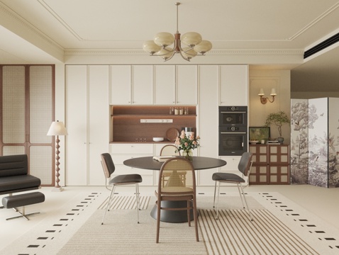  法式风格餐厅3d模型 