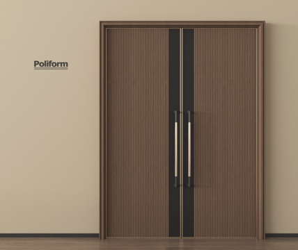 现代双开门 木双开门 大门su模型