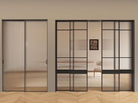 现代推拉门 阳台推拉门 玻璃推拉门 厨房推拉门su模型