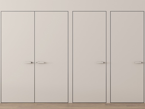 现代极简平开门 隐形门 卧室门 木门su模型