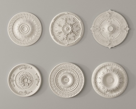 法式雕花 灯盘 石膏构件su模型