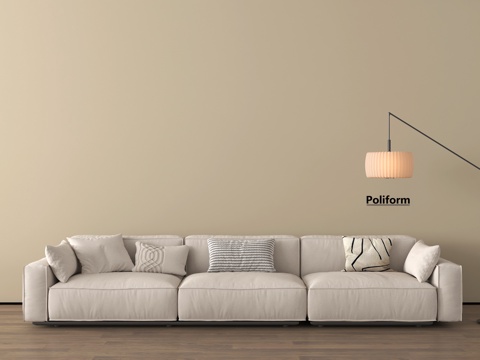 现代多人沙发 布艺沙发 三人沙发 落地灯su模型