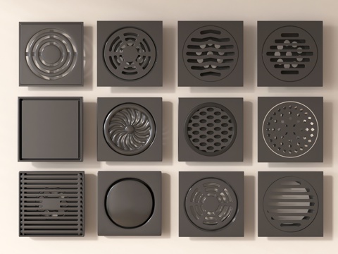 现代地漏 不锈钢地漏su模型