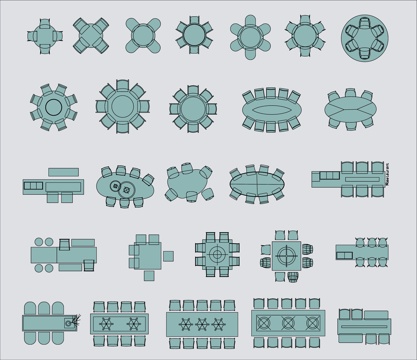 多种餐桌CAD图块cad施工图