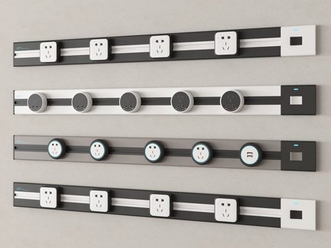 现代开关插座 轨道插座su模型