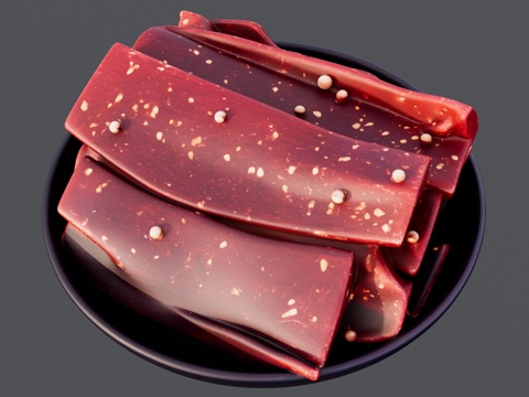 一盘大块牛肉干su模型