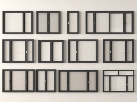 现代窗户 平开窗 落地窗 阳台窗 窗子su模型