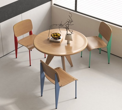 北欧休闲桌椅 洽谈桌椅 摆件su模型