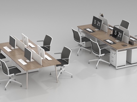 现代办公桌椅 职员工位 电脑桌椅 公共办公区su模型