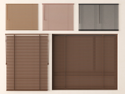 新中式窗帘 百叶帘 卷帘 拉帘su模型