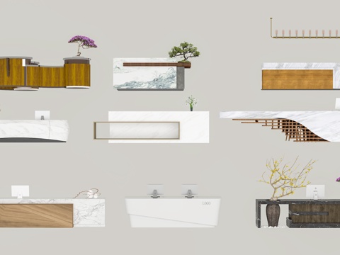  服务台 接待台  吧台  收银台3d模型 