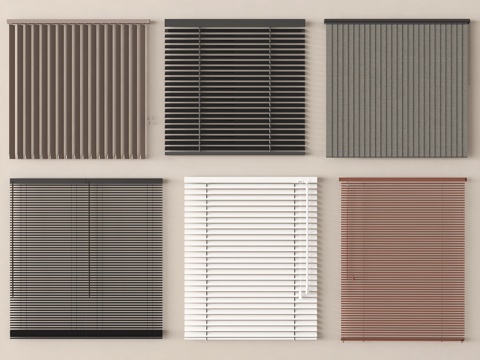 新中式窗帘 百叶帘 卷帘 拉帘su模型