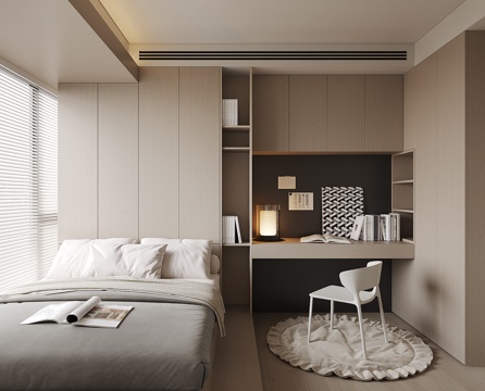 现代榻榻米卧室su模型