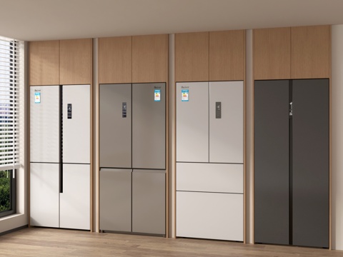 现代冰箱组合  嵌入式冰箱 对开门冰箱 十字门冰箱 四门冰箱su模型