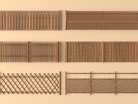 中式栅栏 围栏护栏 木护栏 栏杆 围栏 木栏杆su模型su模型