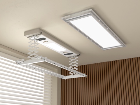 现代极简晾衣架 电动晾衣架 升降式晾衣架su模型