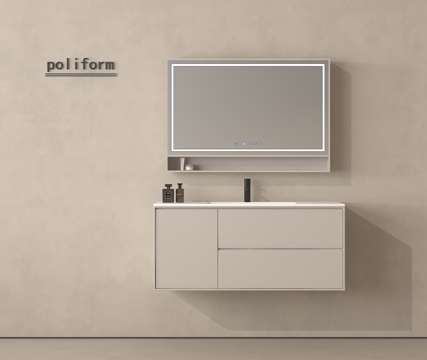 现代浴室柜 台盆柜 卫浴柜 镜柜 悬空式su模型