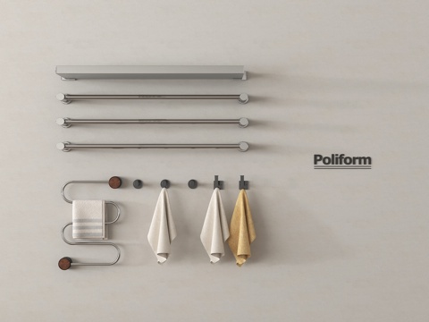 现代毛巾架 浴巾架 卫浴用品su模型