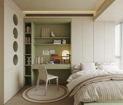 现代榻榻米卧室su模型