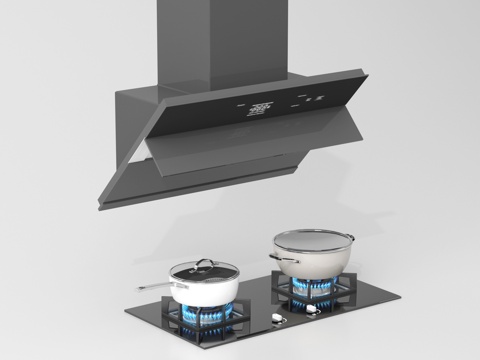 现代油烟机 油烟机 燃气灶 炉具 灶具su模型