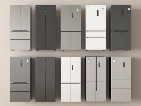 现代冰箱组合   对开门冰箱 十字门冰箱 四门冰箱su模型