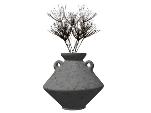 侘寂风植物装饰摆件su模型su模型