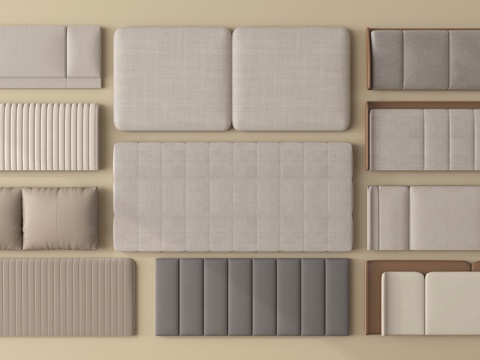  现代床品 床头 床靠背3d模型 