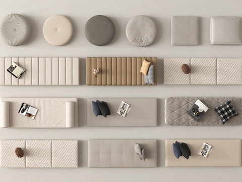 现代坐垫 蒲团 圆坐垫 飘窗垫 沙发垫su模型