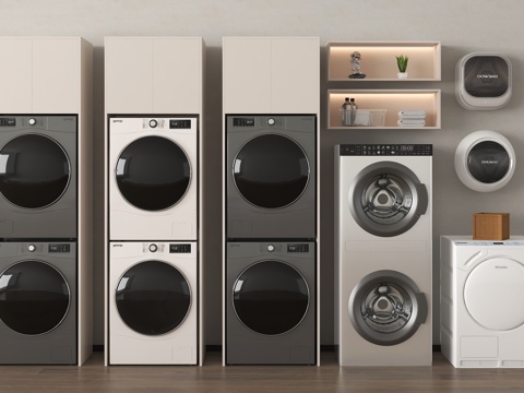  现代洗衣机 洗衣机 烘干机 洗烘一体机 壁挂式洗衣机3d模型 