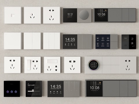 现代开关插座 智能面板 功能面板su模型