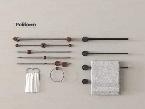 中古风毛巾架 浴巾架 卫浴用品su模型