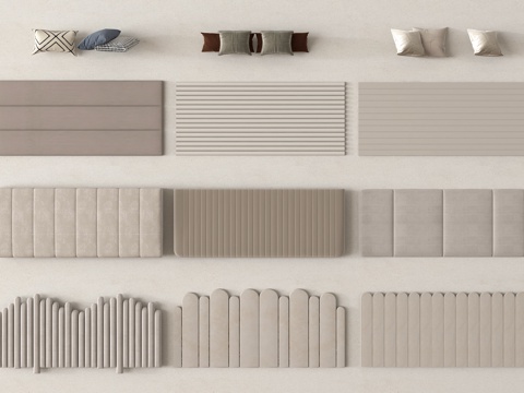  现代床品 床头 床靠背 抱枕3d模型 