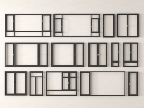 现代窗户 平开窗 落地窗 阳台窗 窗子su模型