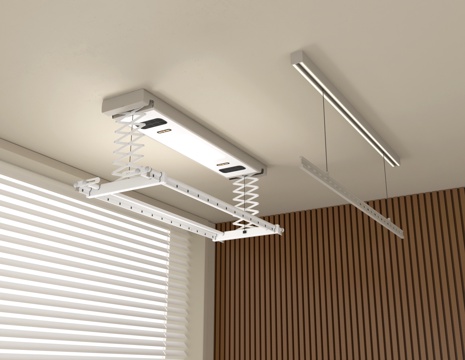 现代极简晾衣架 电动晾衣架 升降式晾衣架su模型