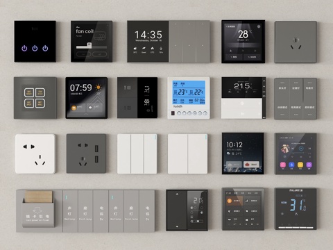 现代开关插座 智能面板 功能面板su模型