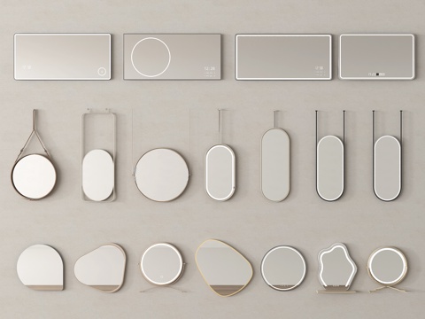 现代镜子 化妆镜 全身镜 浴室镜su模型