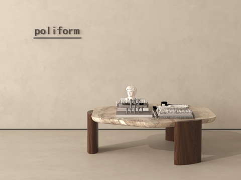 中古风茶几 异形茶几 摆件su模型