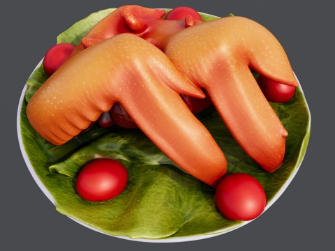 一盘卤味鸡翅菜品su模型