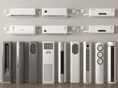 现代空调 立式空调 壁挂式空调su模型