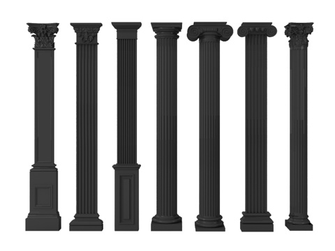 欧式柱子 欧式罗马柱 雕花柱su模型