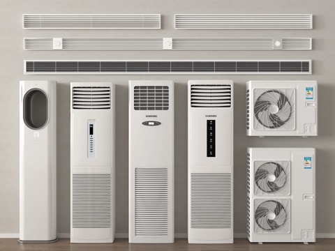 现代空调 立式空调 空调外机 中央空调出风口su模型